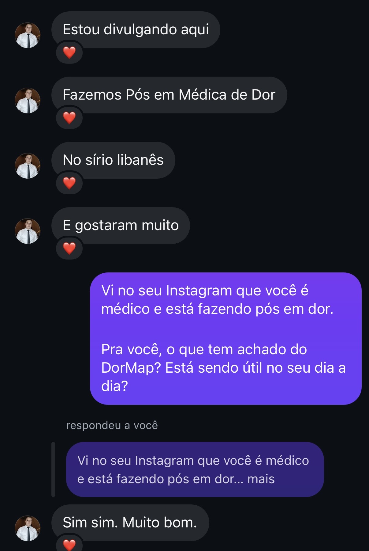 Depoimento de profissional que usa o DorMap