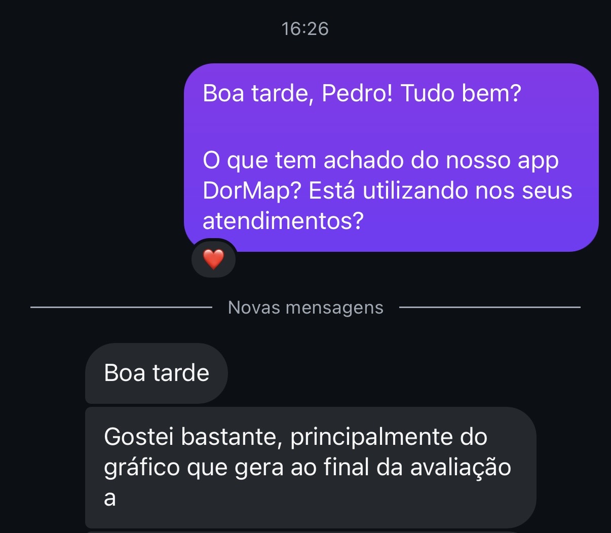Depoimento de profissional que usa o DorMap